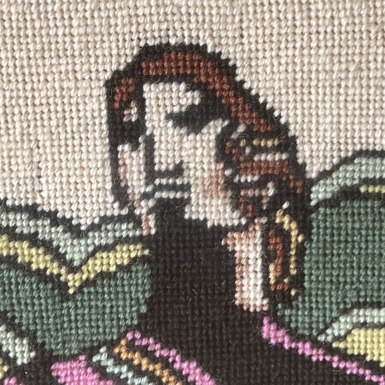 1960s Mod Needlepoint Framed Tapestry