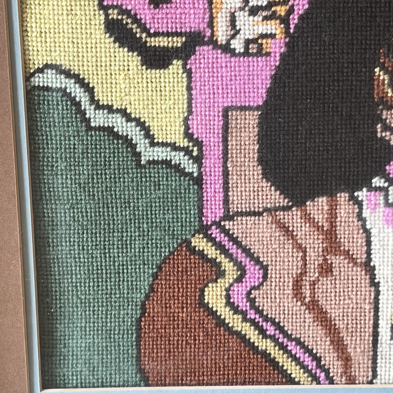 1960s Mod Needlepoint Framed Tapestry