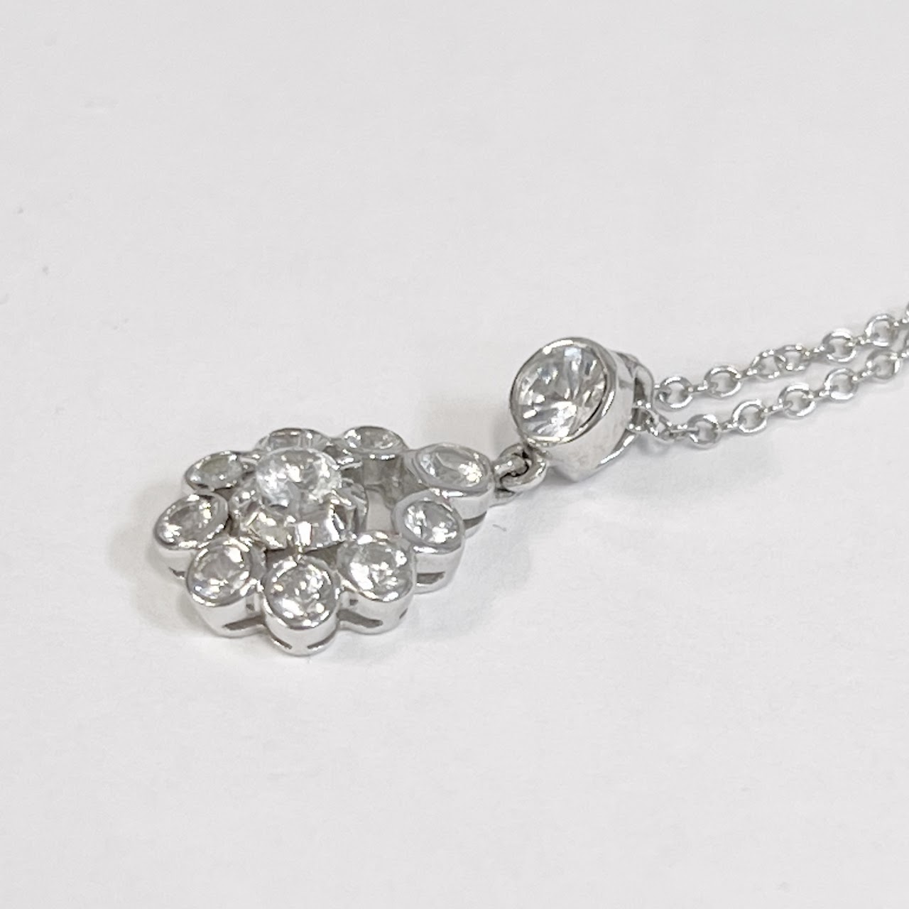 14K White Gold and Diamond Necklace and Earring Suite