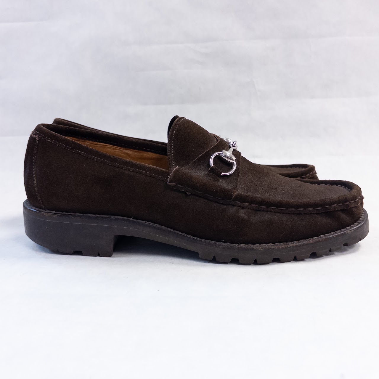 Gucci Suede Horsebit Lugged Loafers