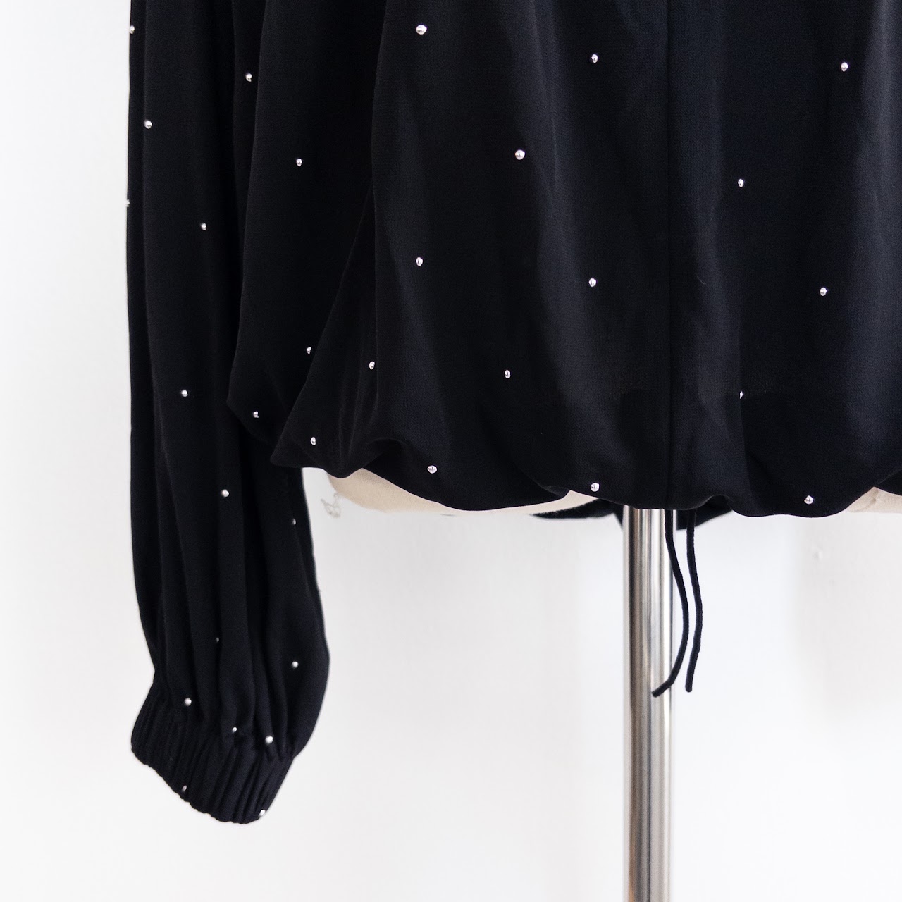 Saint Laurent Off the Shoulder Studded Blouse