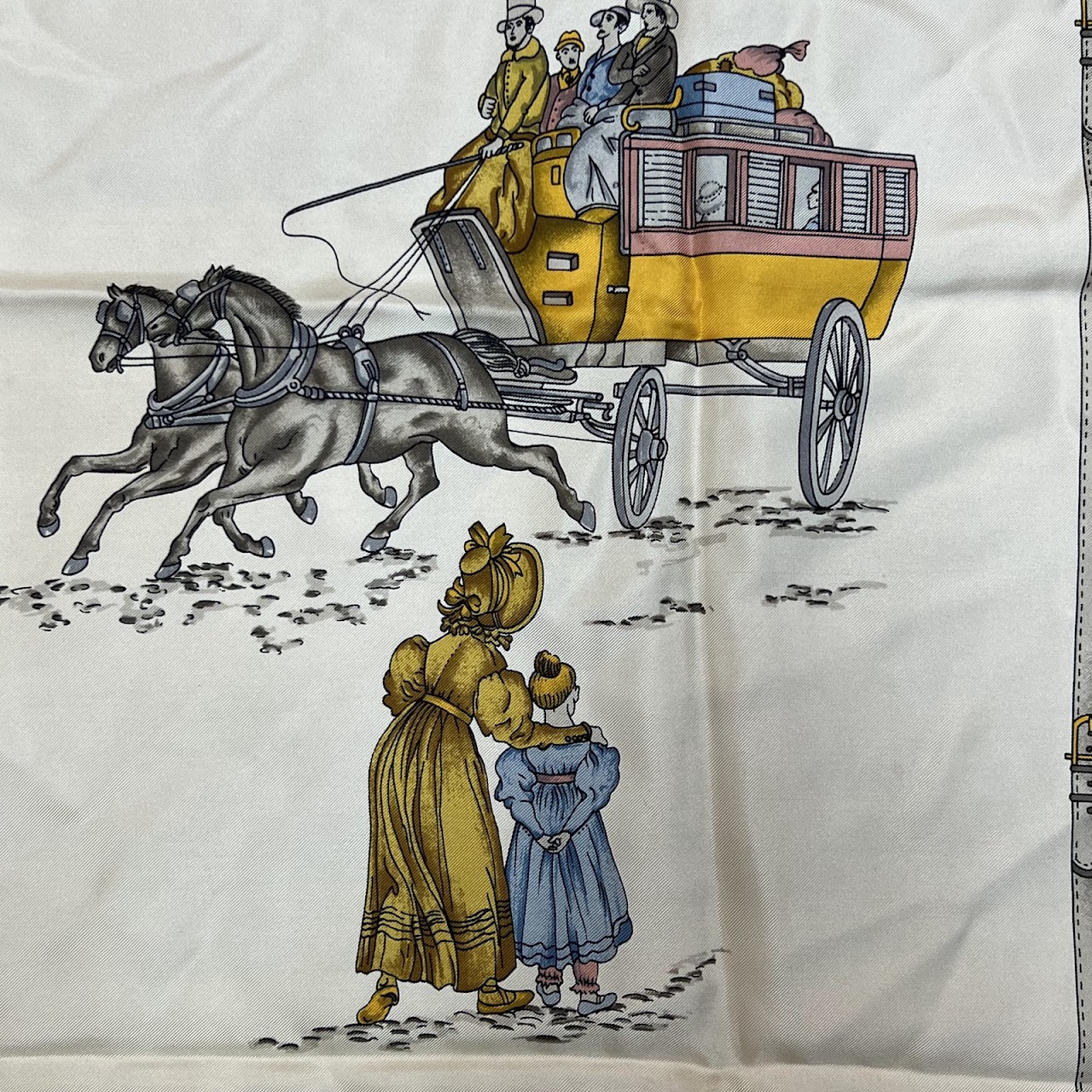 Céline Victorian Stagecoach Vintage Silk Scarf