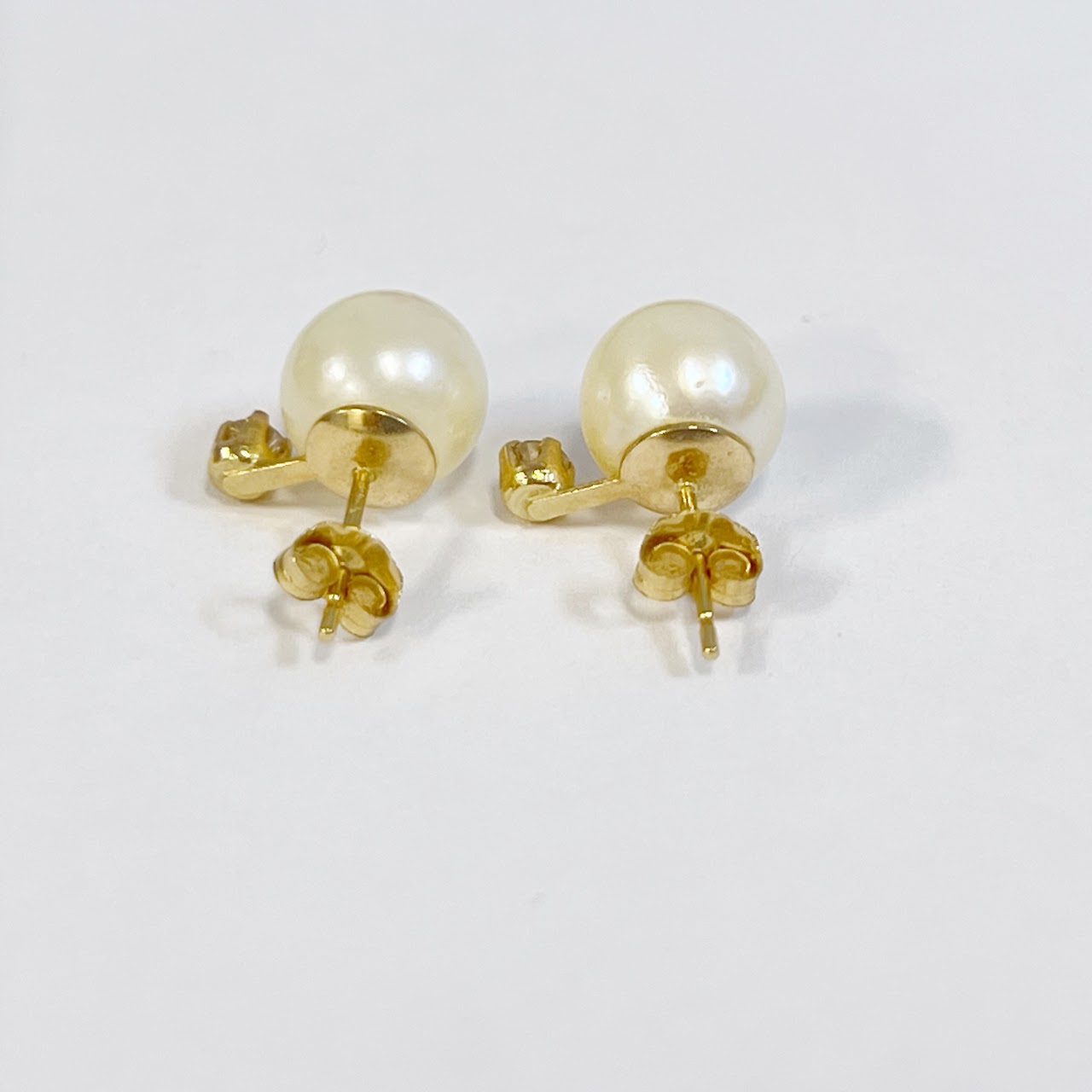 14K Gold, Pearl and Diamond Earrings