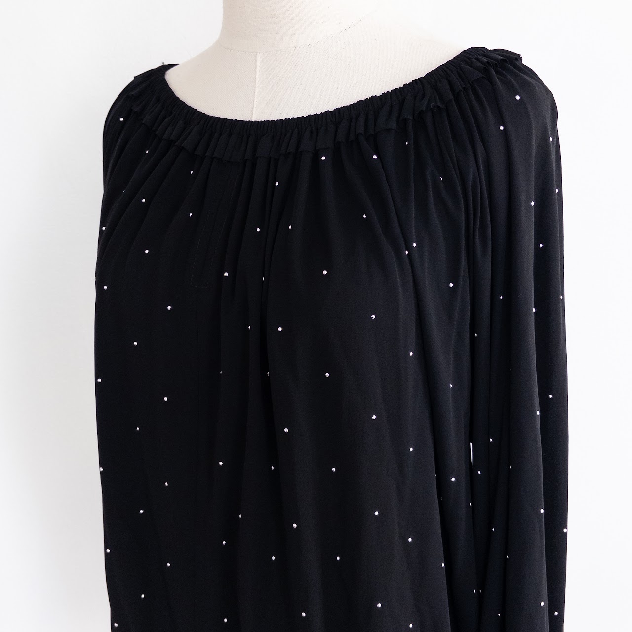 Saint Laurent Off the Shoulder Studded Blouse