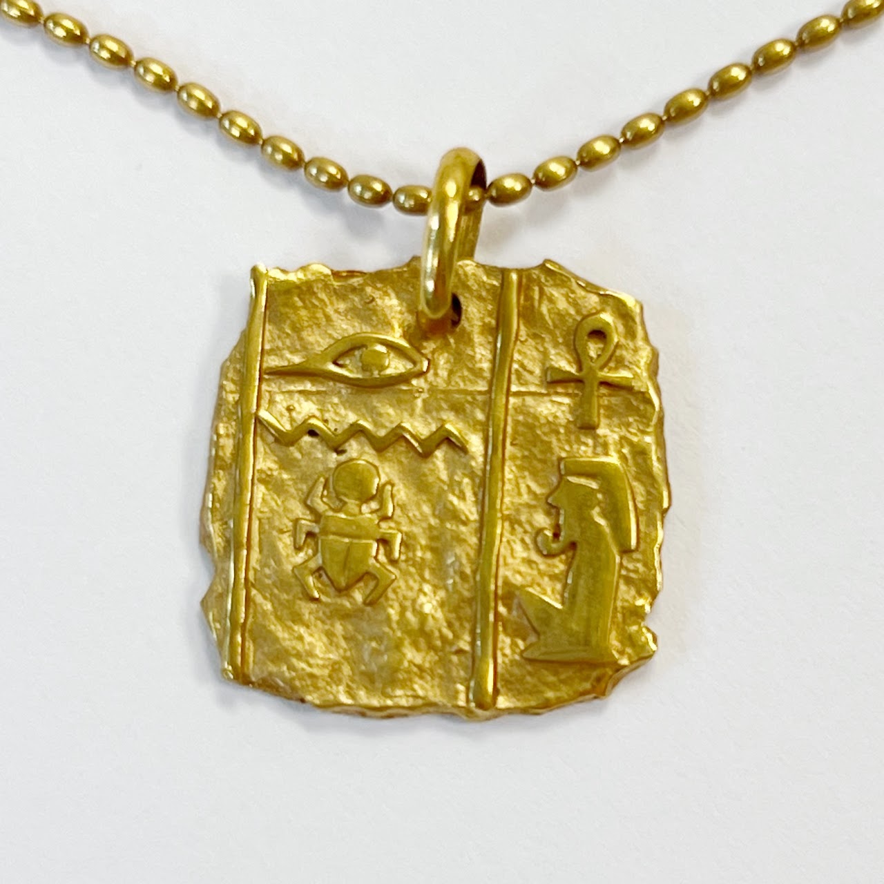 18K Gold Necklace with Three Pendants