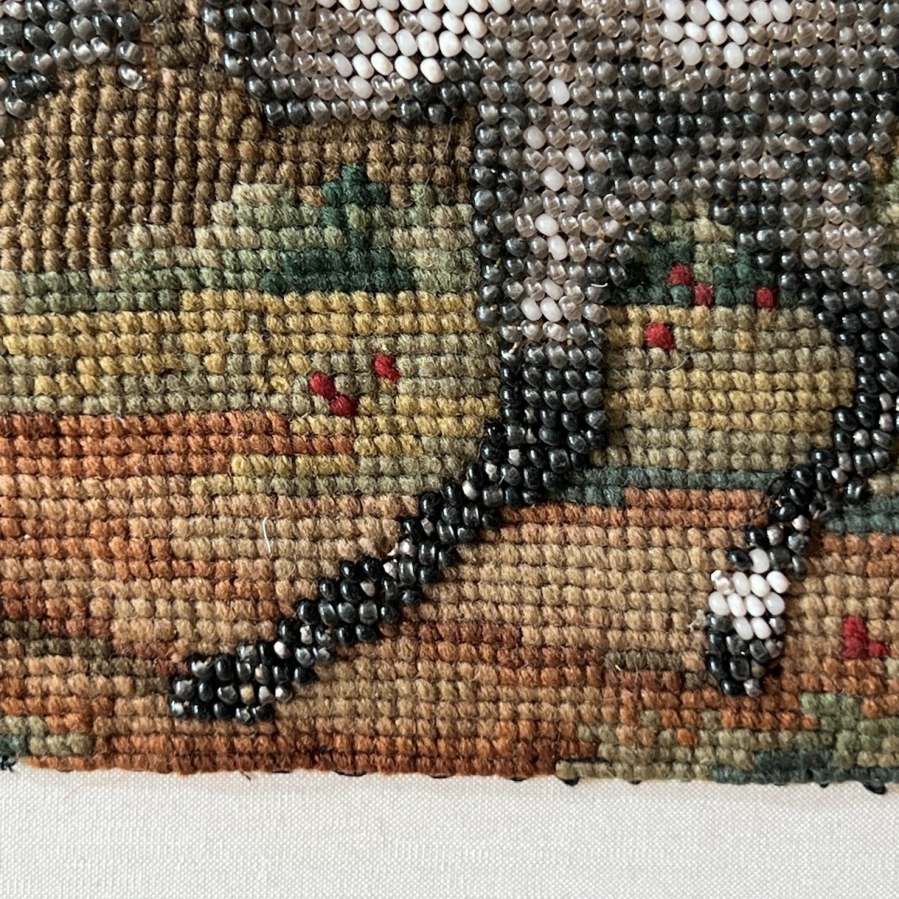 Victorian Needlepoint and Beadwork Prancing Horse