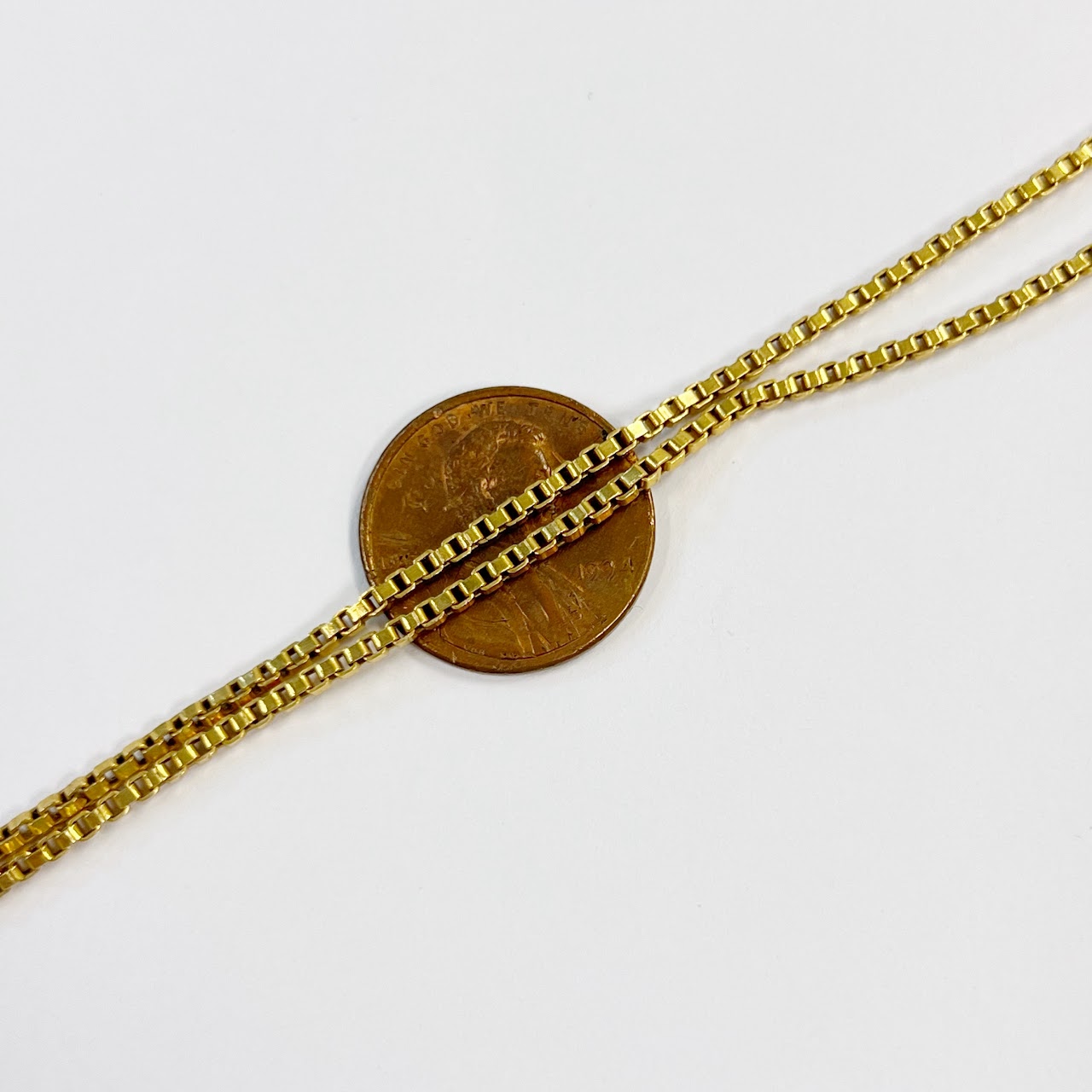 18K Gold Box Chain Necklace