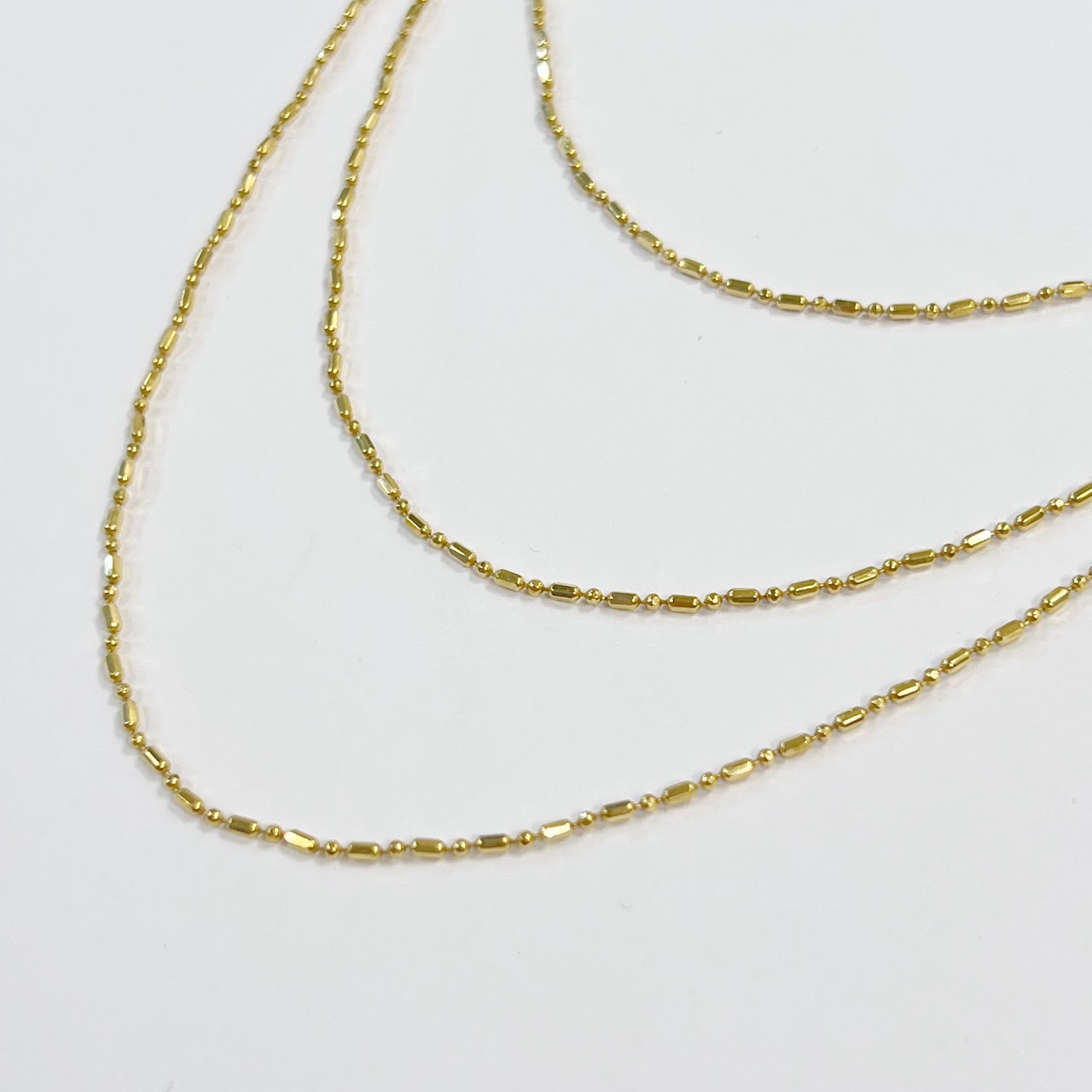 18K Gold Three Graduated Strands Necklace