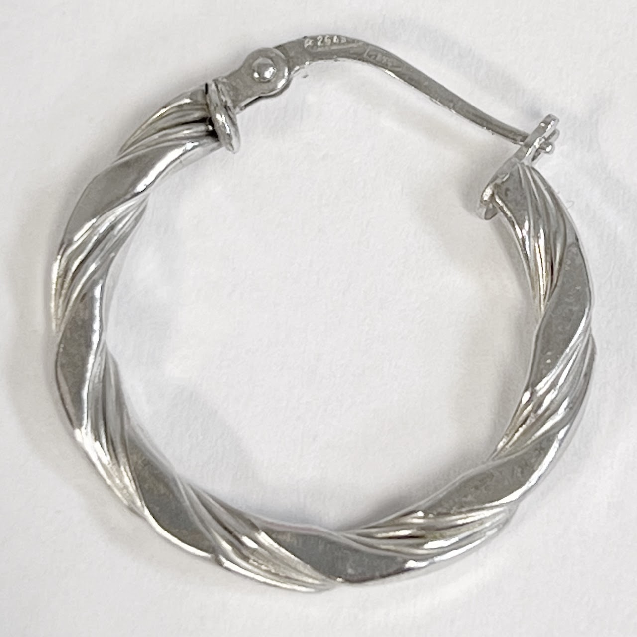 9K White Gold Twist Hoop Earrings