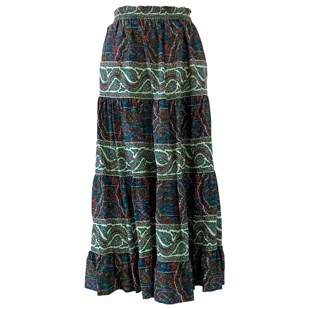 Saint Laurent Rive Gauche Vintage Tiered Paisley and Floral Skirt