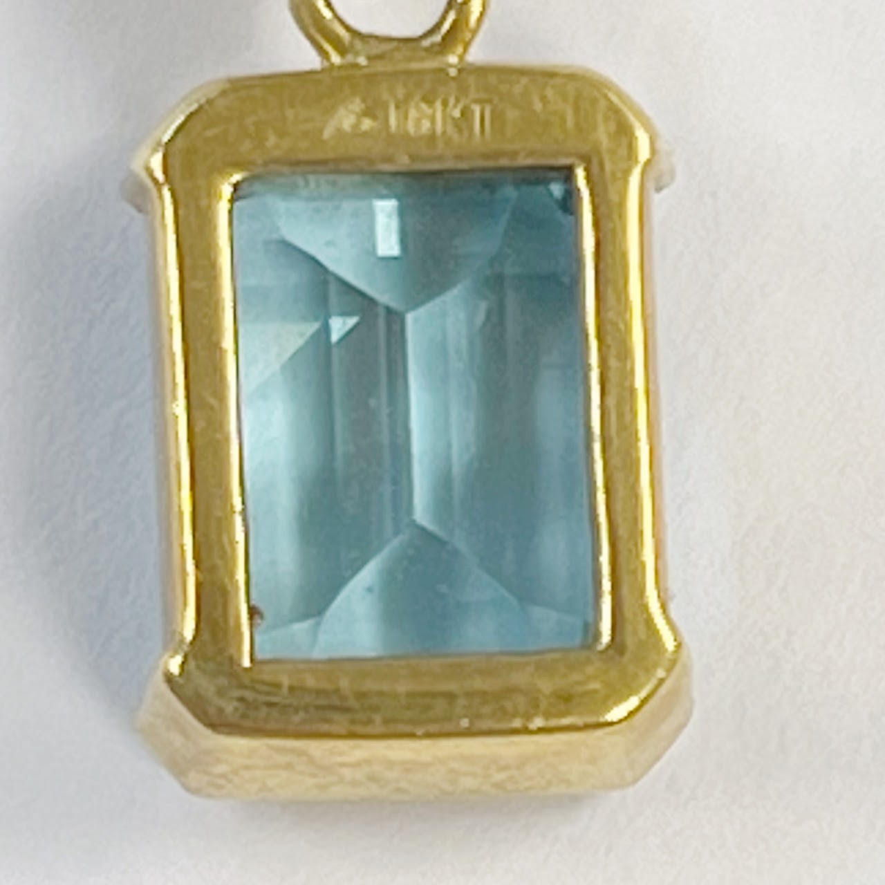 18K Gold Necklace with Blue Stone Pendant