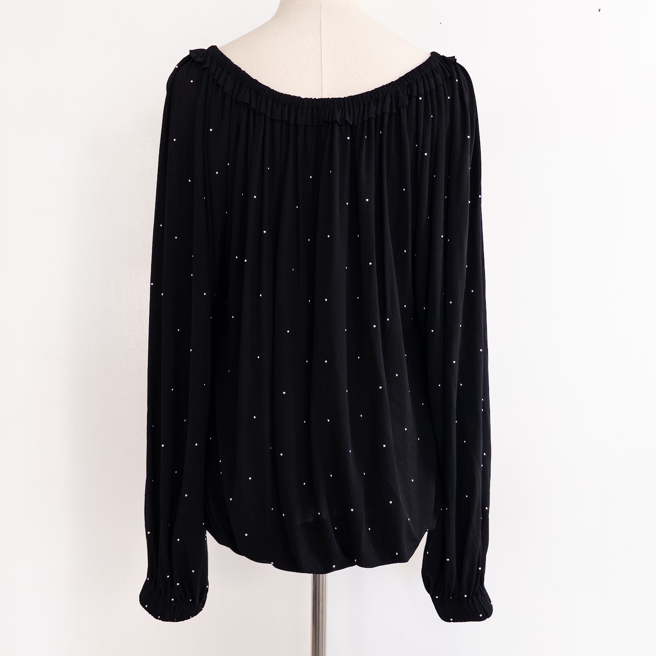 Saint Laurent Off the Shoulder Studded Blouse