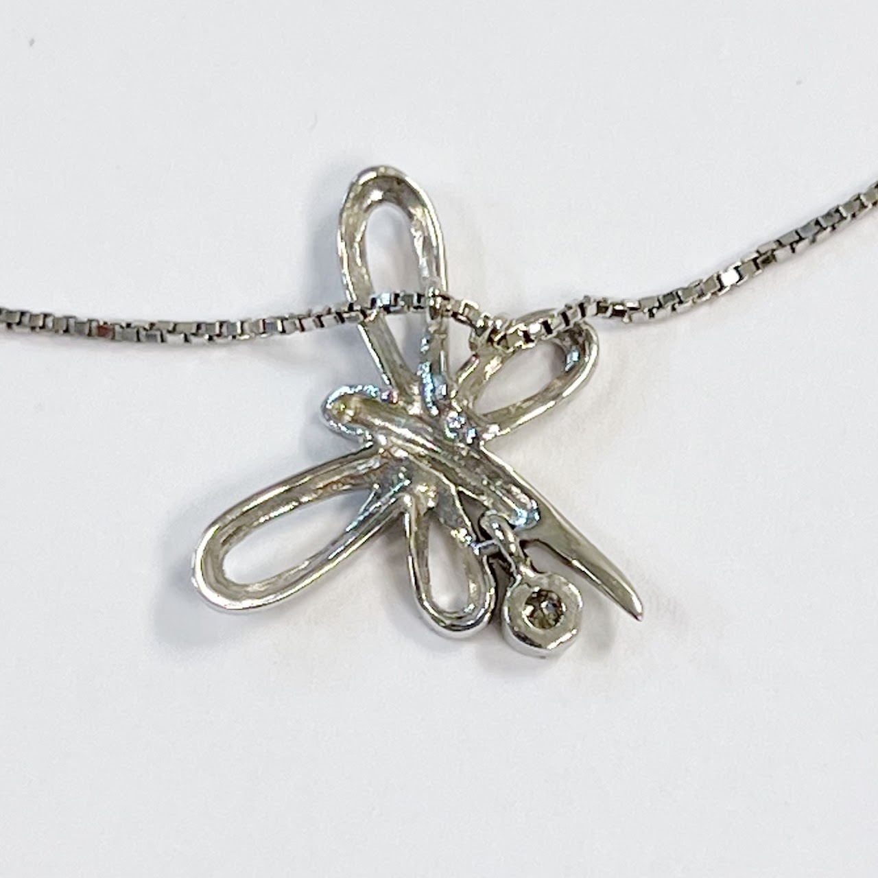 18K White Gold Necklace with Two Butterfly Charms