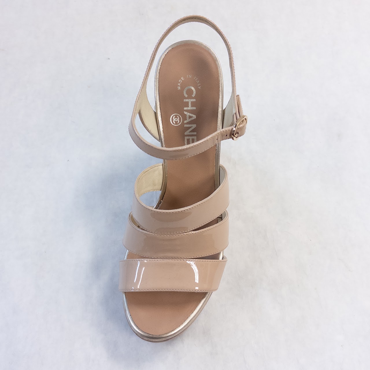 Chanel CC Pearl Wedge Sandals