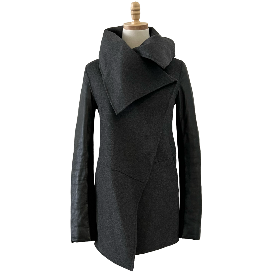 Mackage Caped Wool Blend and Leather Coat