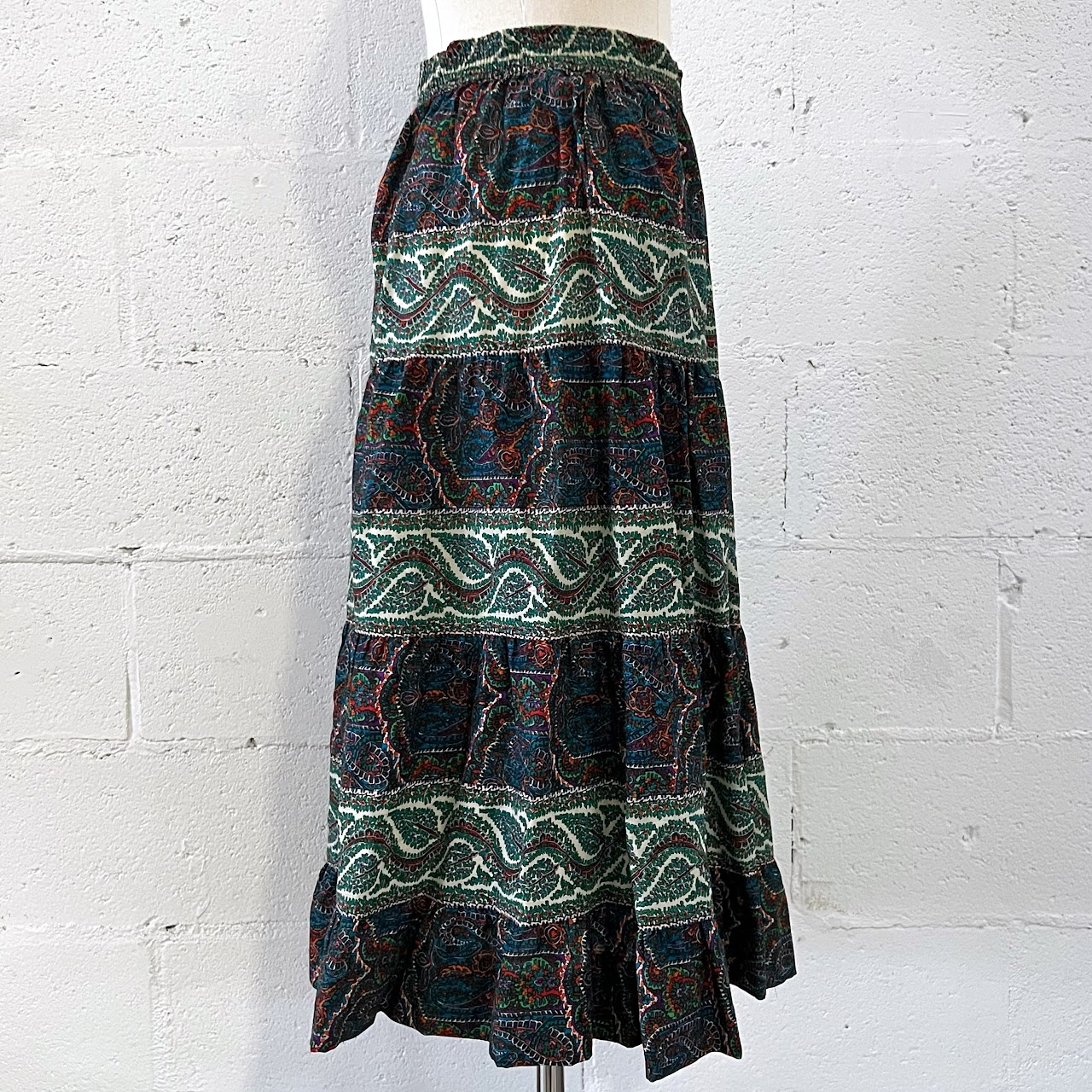 Saint Laurent Rive Gauche Vintage Tiered Paisley and Floral Skirt