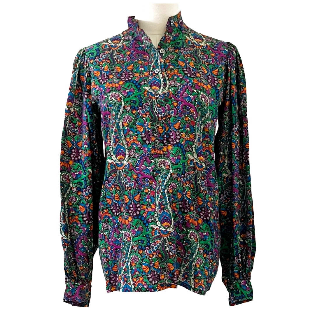 Saint Laurent Rive Gauche Vintage Floral Paisley Blouse