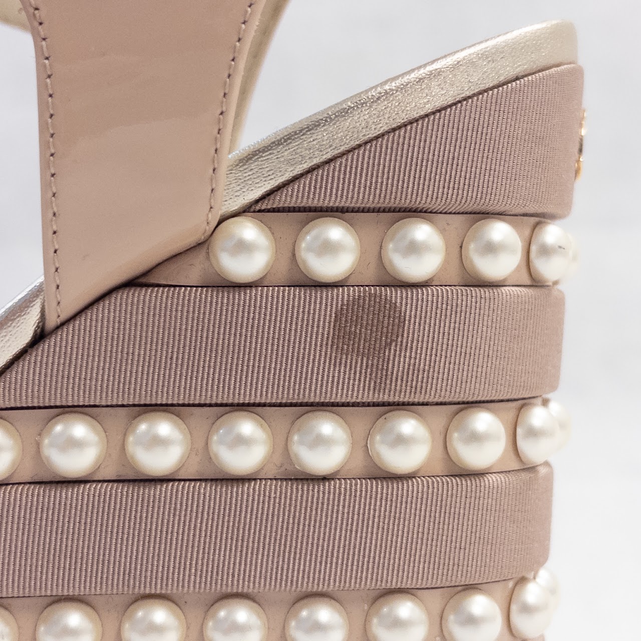 Chanel CC Pearl Wedge Sandals