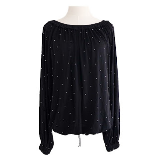 Saint Laurent Off the Shoulder Studded Blouse