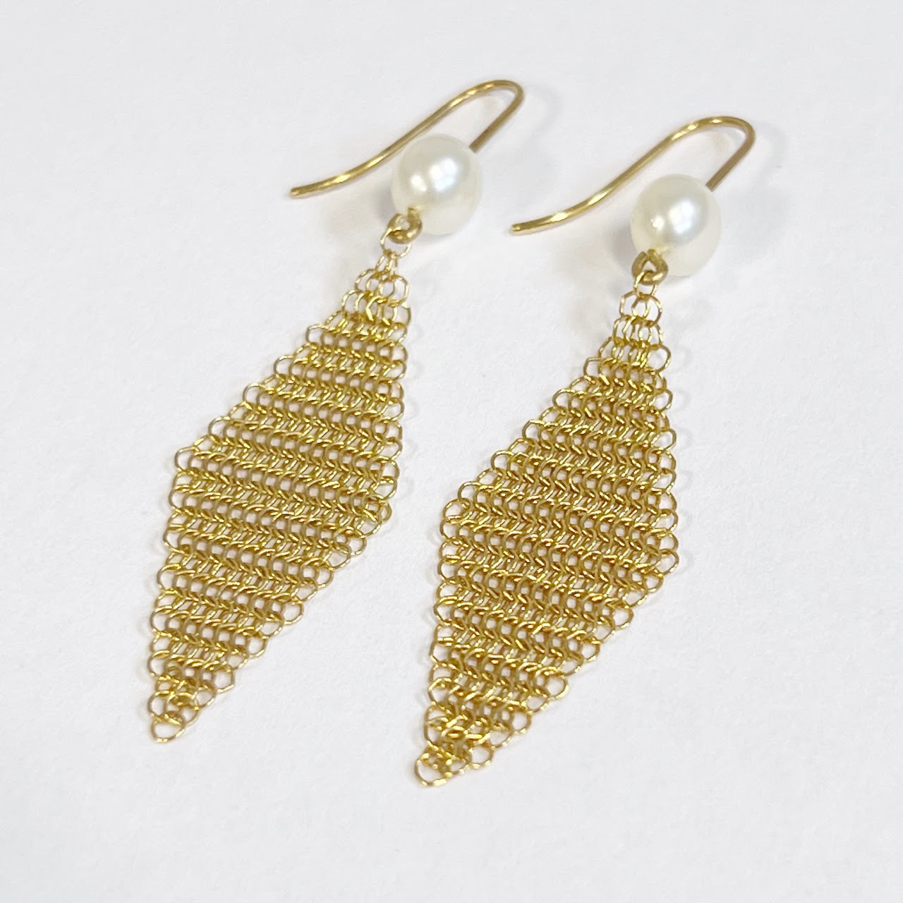 18K Gold Elsa Peretti for Tiffany & Co.Mesh Chandelier Earrings