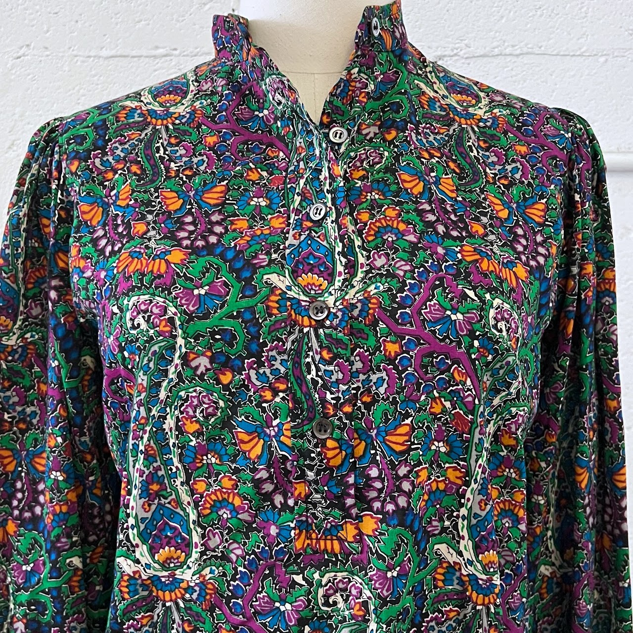 Saint Laurent Rive Gauche Vintage Floral Paisley Blouse