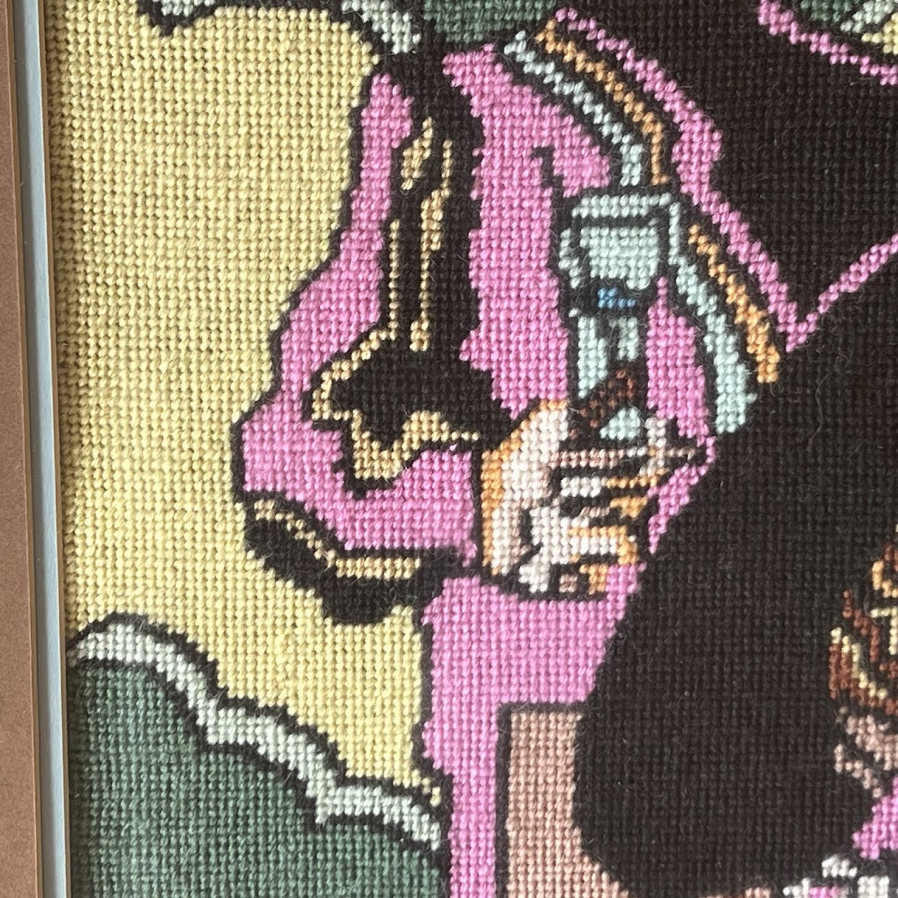 1960s Mod Needlepoint Framed Tapestry