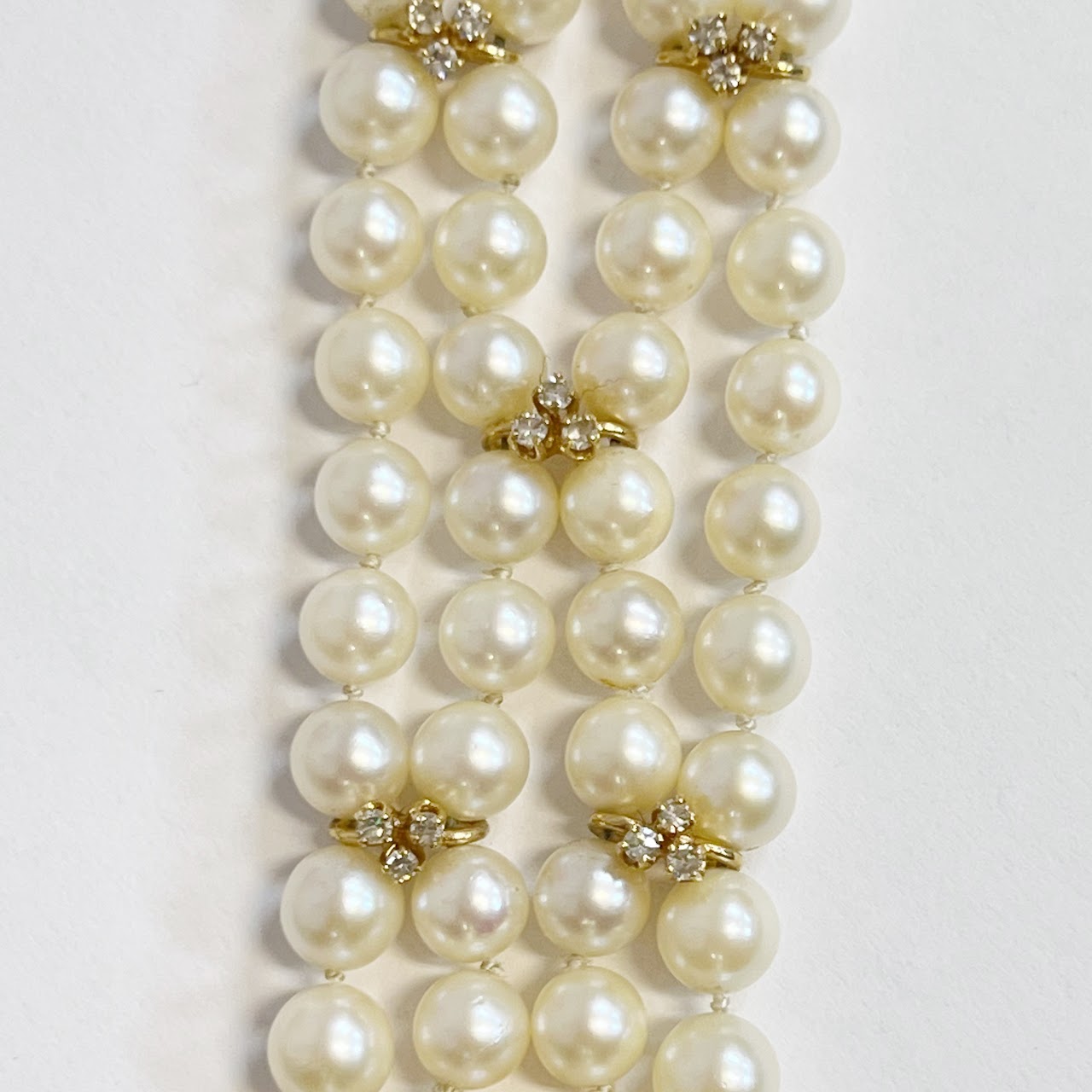 14K Gold, Pearl and Diamond Four Strand Bracelet