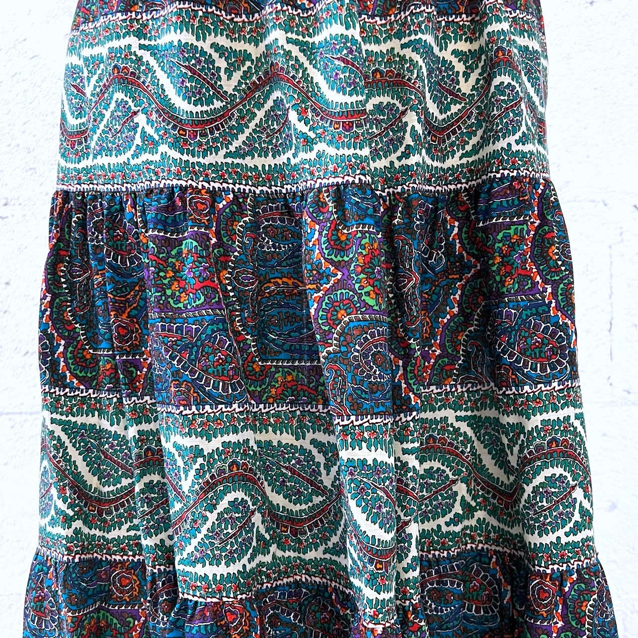 Saint Laurent Rive Gauche Vintage Tiered Paisley and Floral Skirt