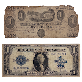 Two Antique Paper Dollar Certificates