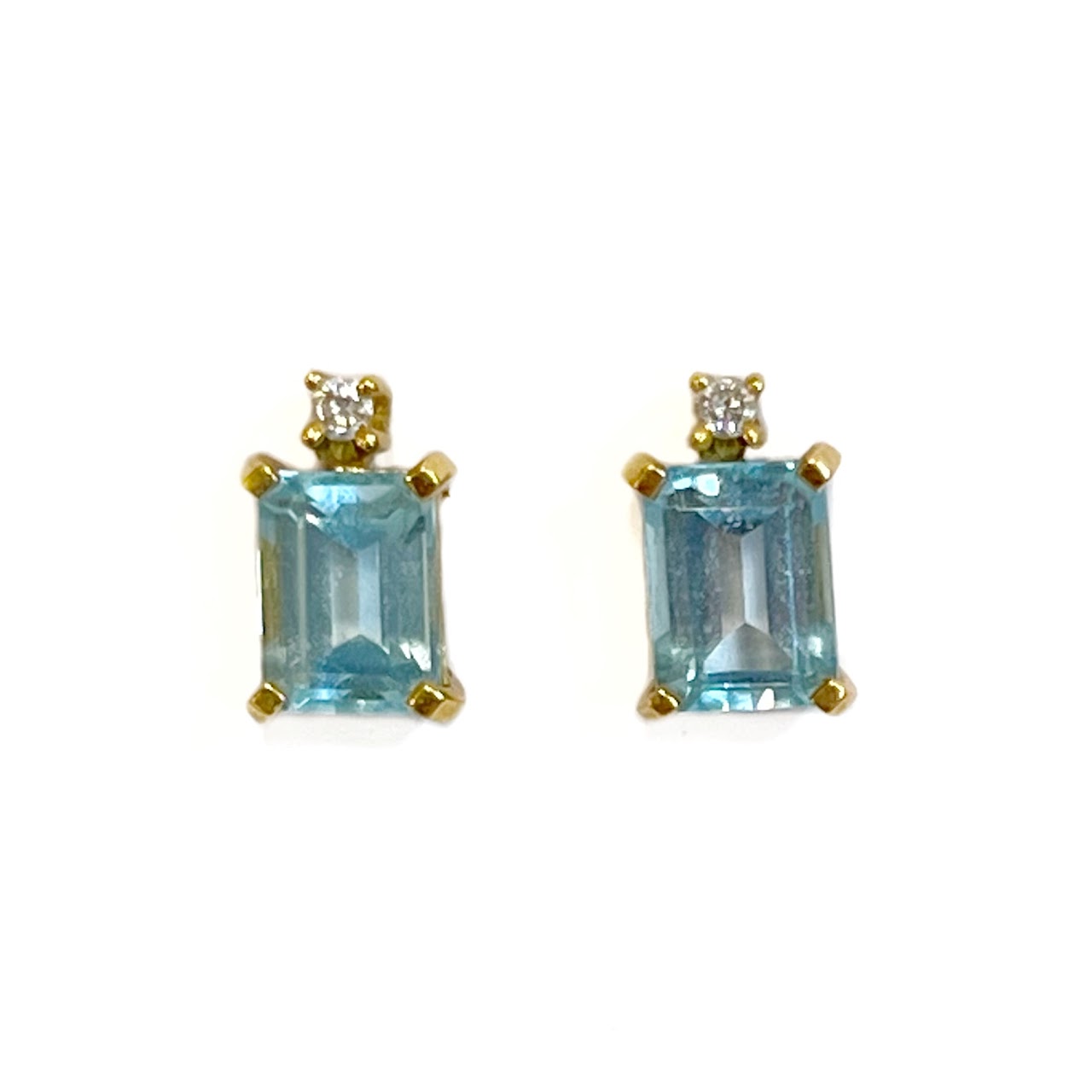 18K Gold Blue Stone Earrings