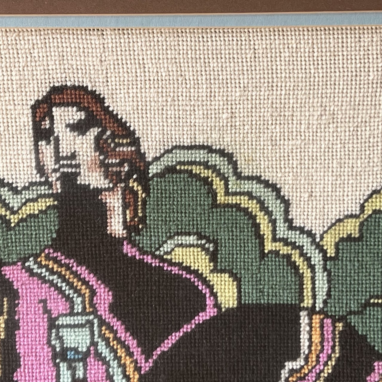 1960s Mod Needlepoint Framed Tapestry