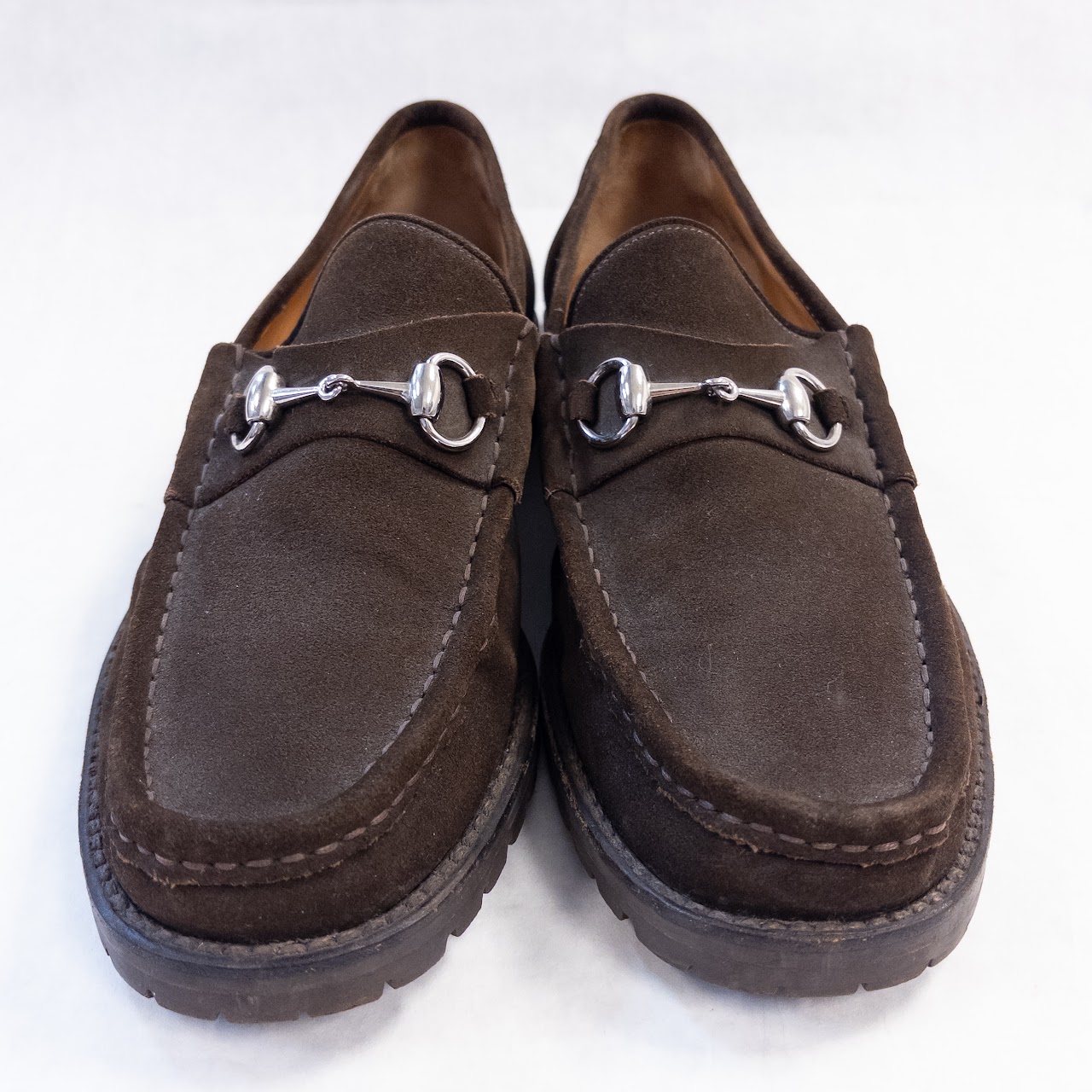 Gucci Suede Horsebit Lugged Loafers