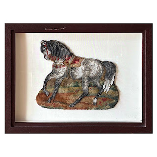 Victorian Needlepoint and Beadwork Prancing Horse