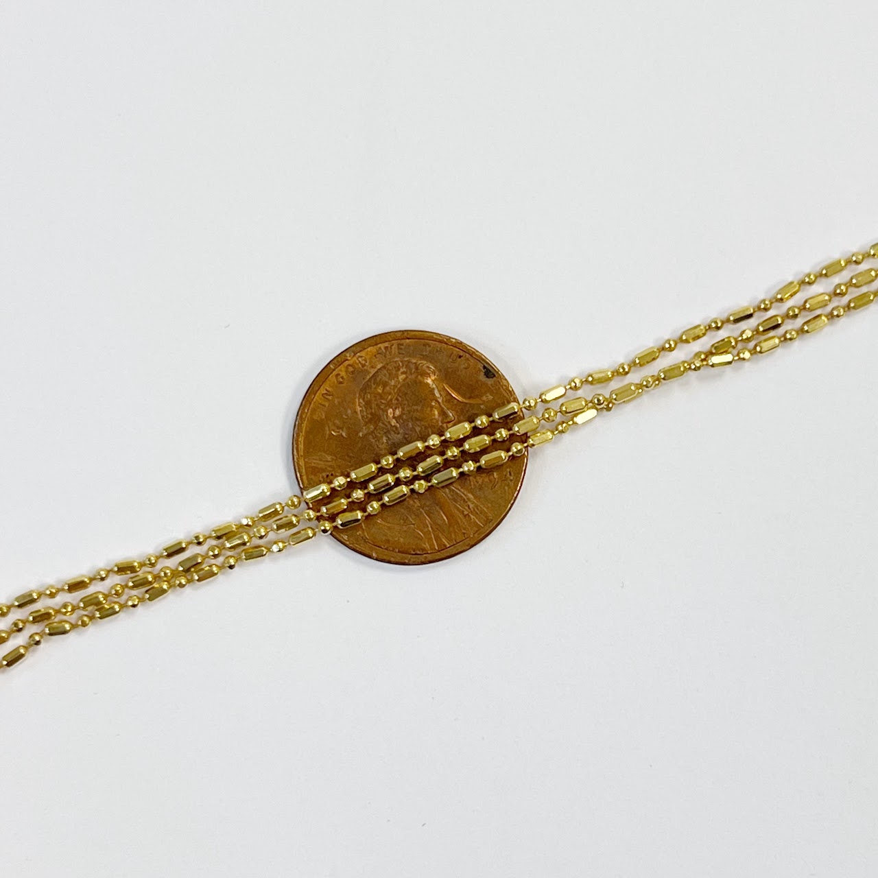 18K Gold Three Graduated Strands Necklace