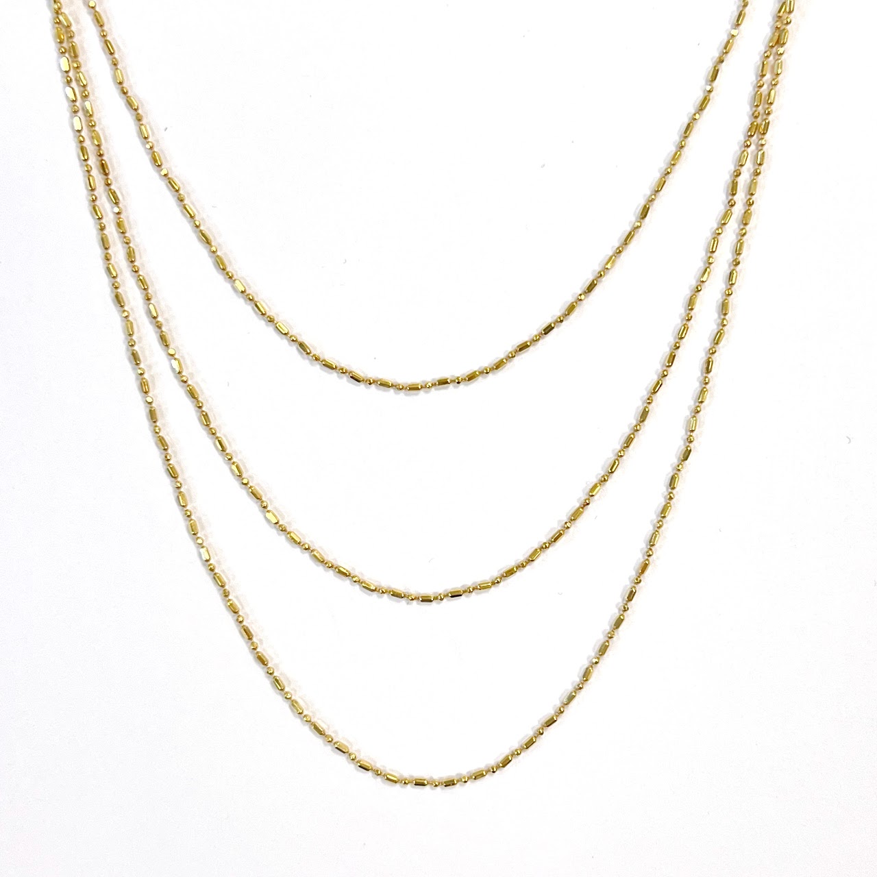 18K Gold Three Graduated Strands Necklace