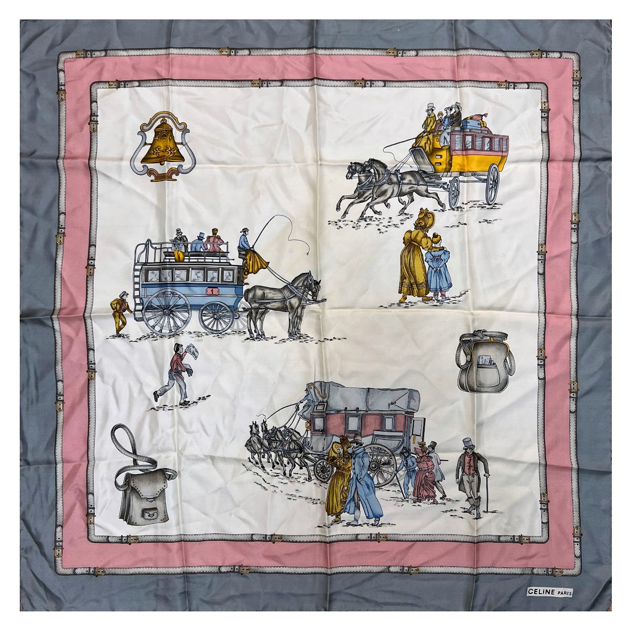 Céline Victorian Stagecoach Vintage Silk Scarf