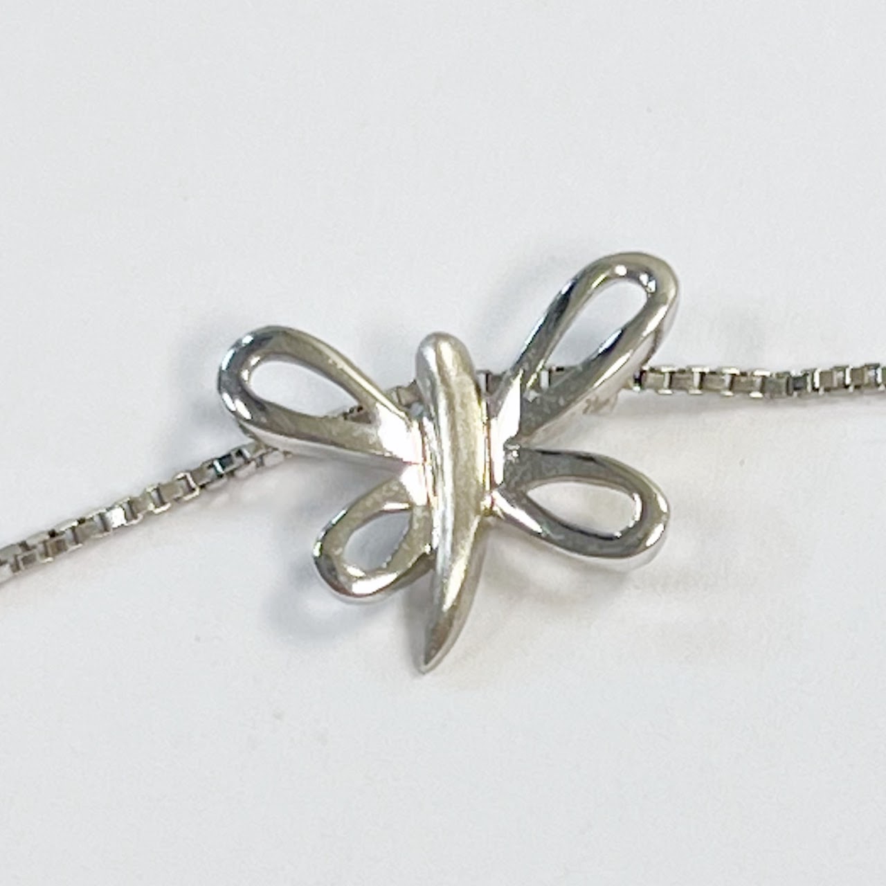 18K White Gold Necklace with Two Butterfly Charms