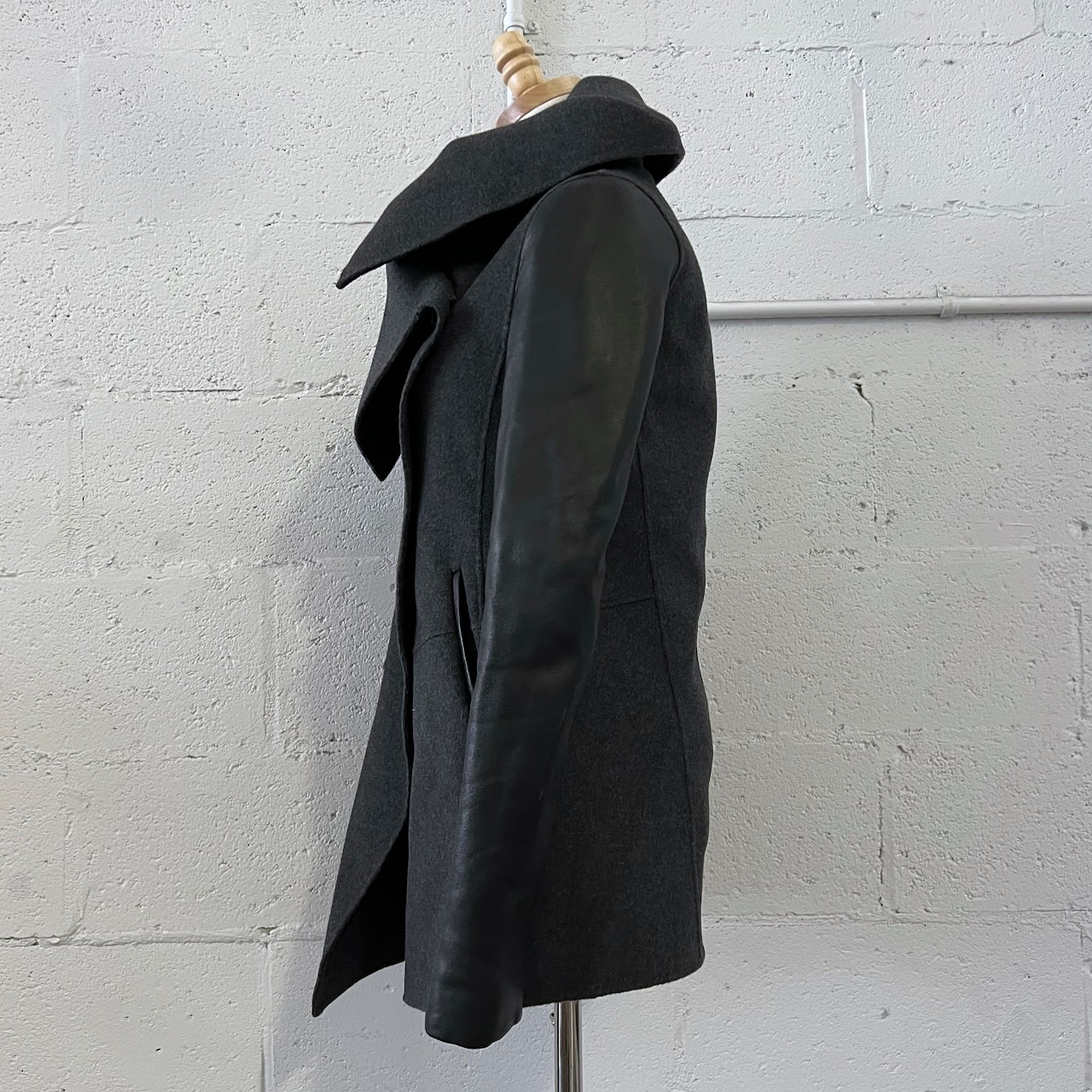 Mackage Caped Wool Blend and Leather Coat