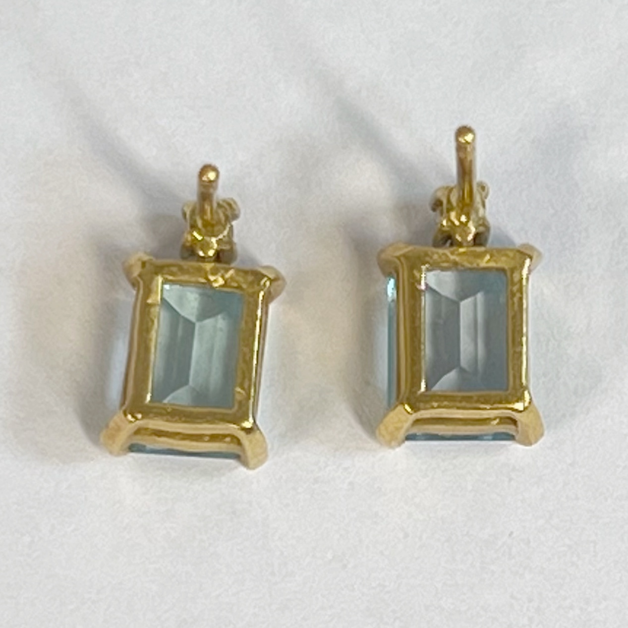 18K Gold Blue Stone Earrings