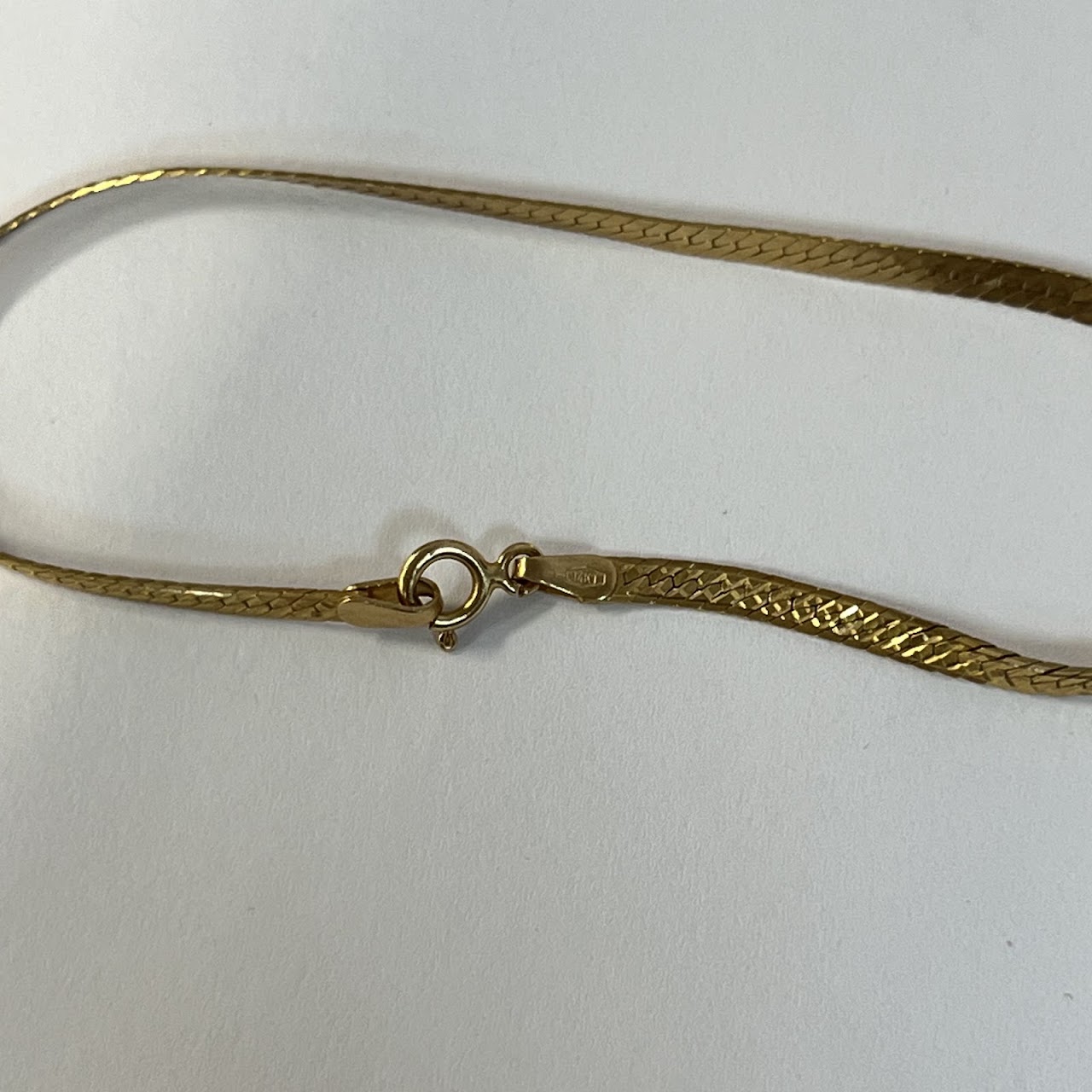 14K Gold Wide Flat Chain Bracelet