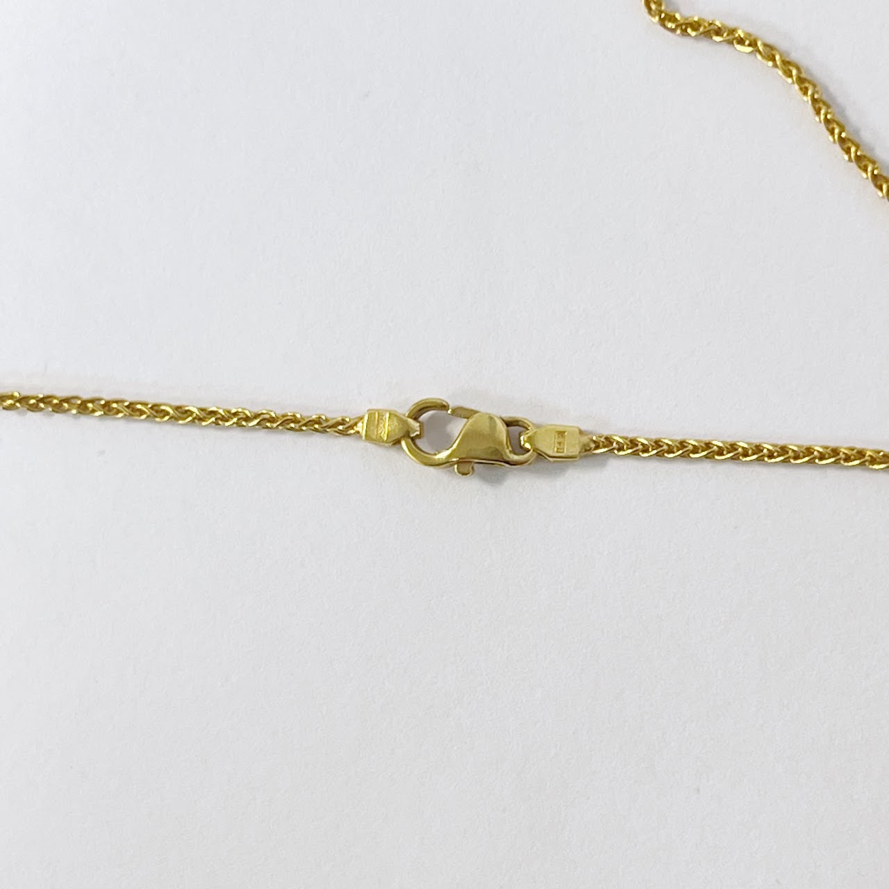 14K Gold Rope Chain Necklace with Dove and Cross Pendant