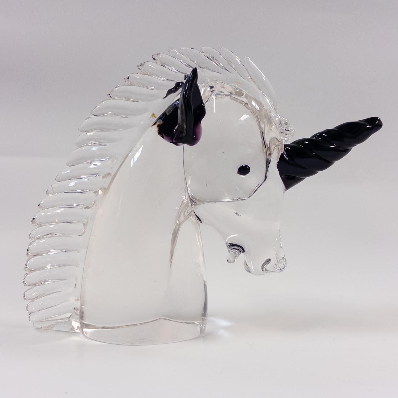 Archimede Seguso Murano Art Glass Unicorn Head