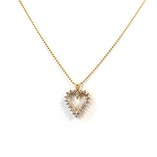 14K Gold Bead Chain Necklace with Diamond Heart Pendant