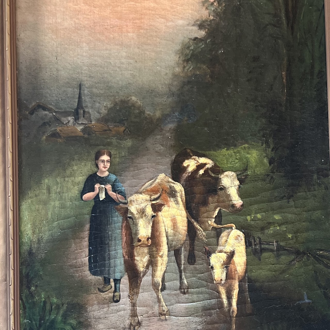 Late 19th-Early 20th C. Pastoral Oil Painting