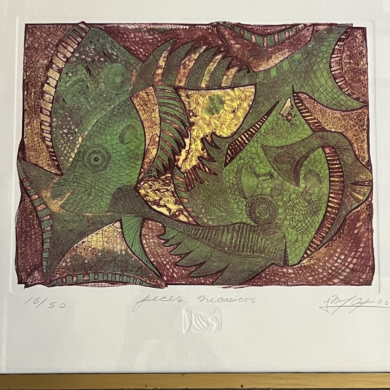 'Peces Mecanicos' Signed Contemporary Etching and Aquatint