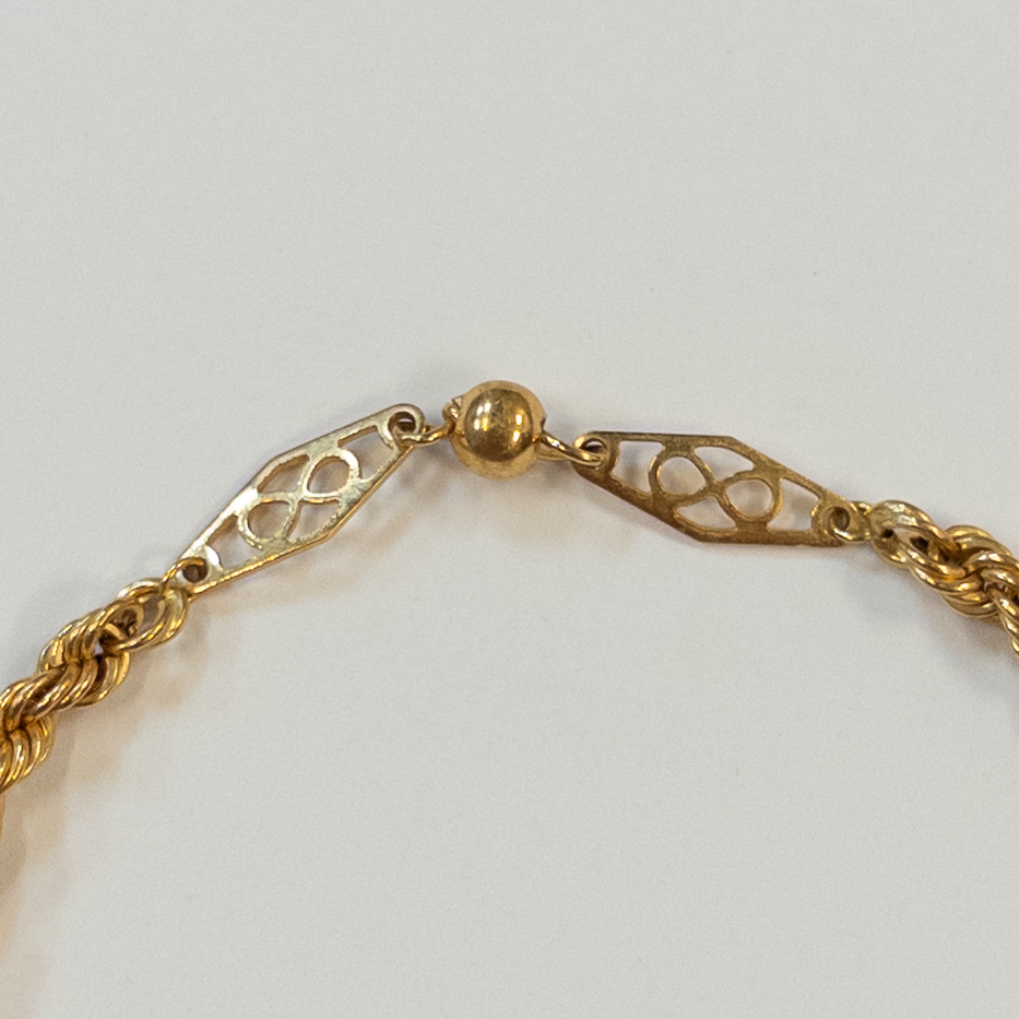 18K Gold Filigree and Rope Chain Bracelet