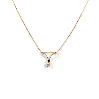 18K Gold Box Chain Necklace with Chevron Pendant