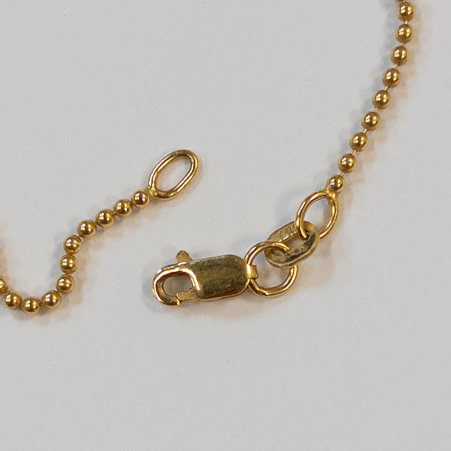 14K Gold Bead Chain Necklace with Diamond Heart Pendant