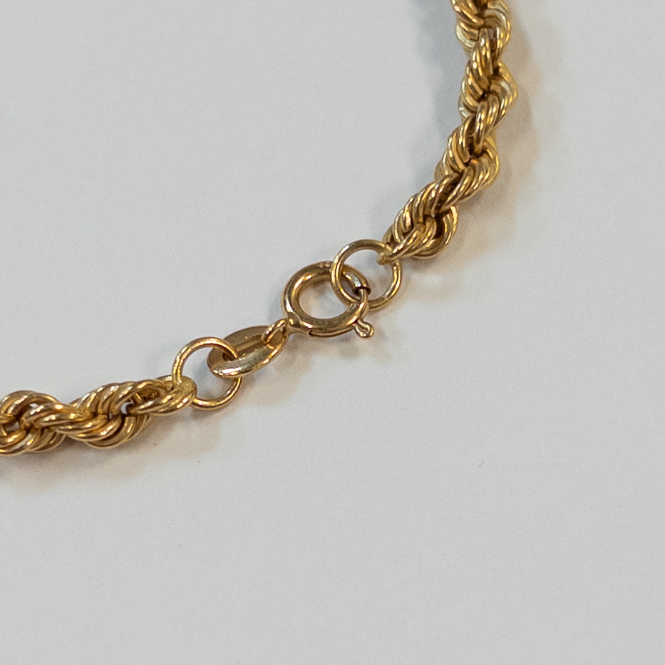 18K Gold Filigree and Rope Chain Bracelet