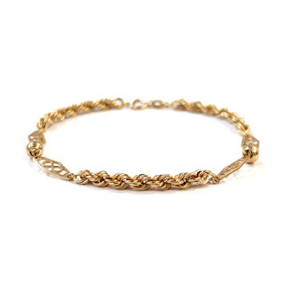 18K Gold Filigree and Rope Chain Bracelet